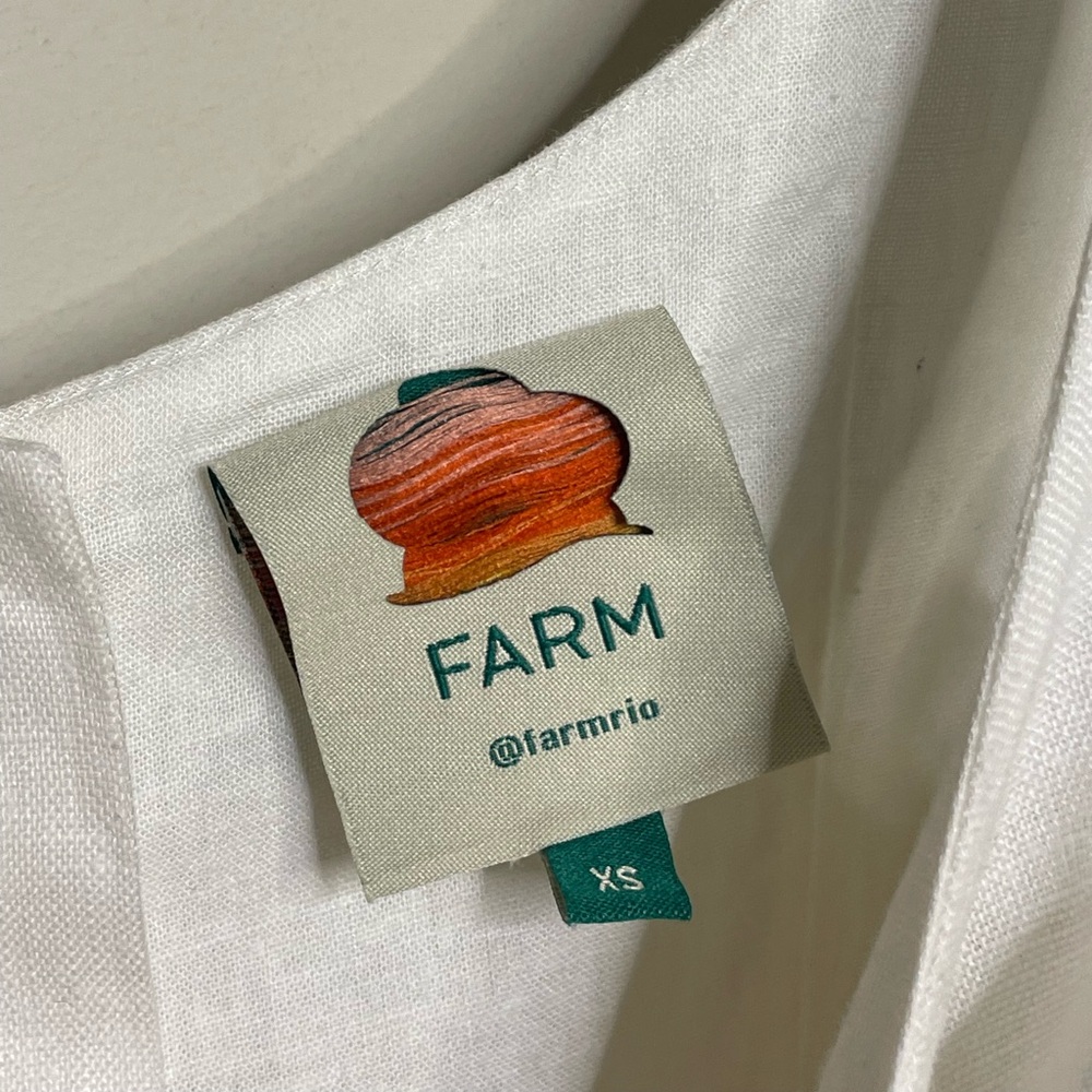 FARM Rio Off-White Sleeveless Euroflax Premium Linen Mini Dress - Picture 5 of 8